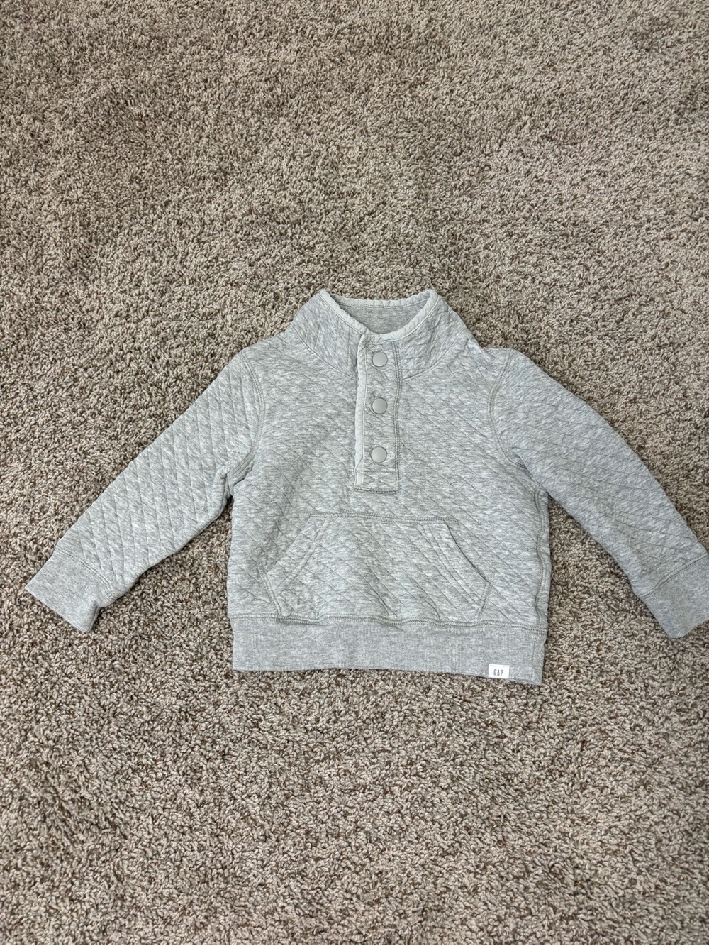 Baby GAP Light Gray Quilted Pullover Hoodie for Kids